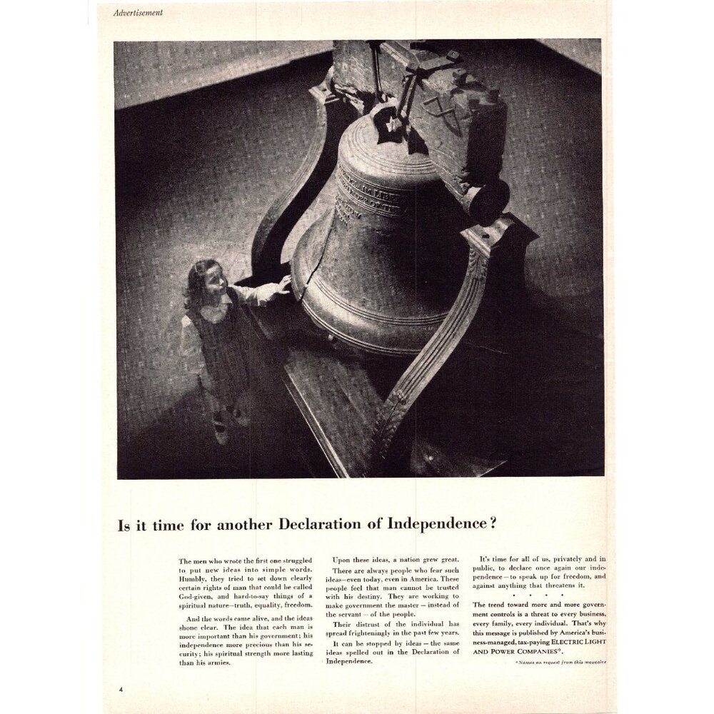1952 Bell Telephone System Vintage Print Ad Liberty Bell Philadelphia Wall Art